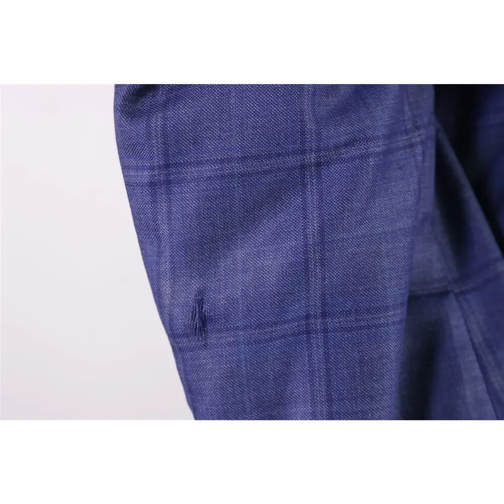 Armani Collezioni Royal Blue Windowpane 130's Wool 2-Btn Sportcoat Blazer 38S